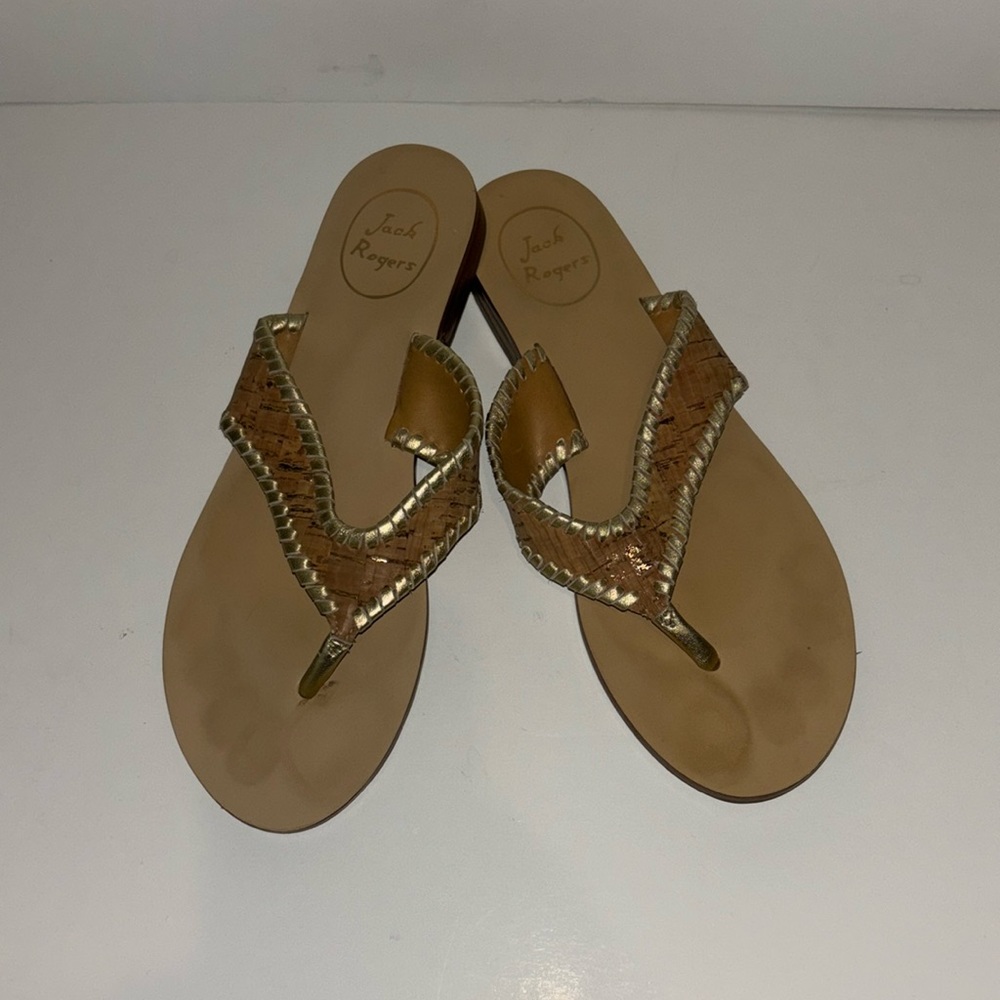 Jack Rogers Megan Cork & Leather Thong Sandals